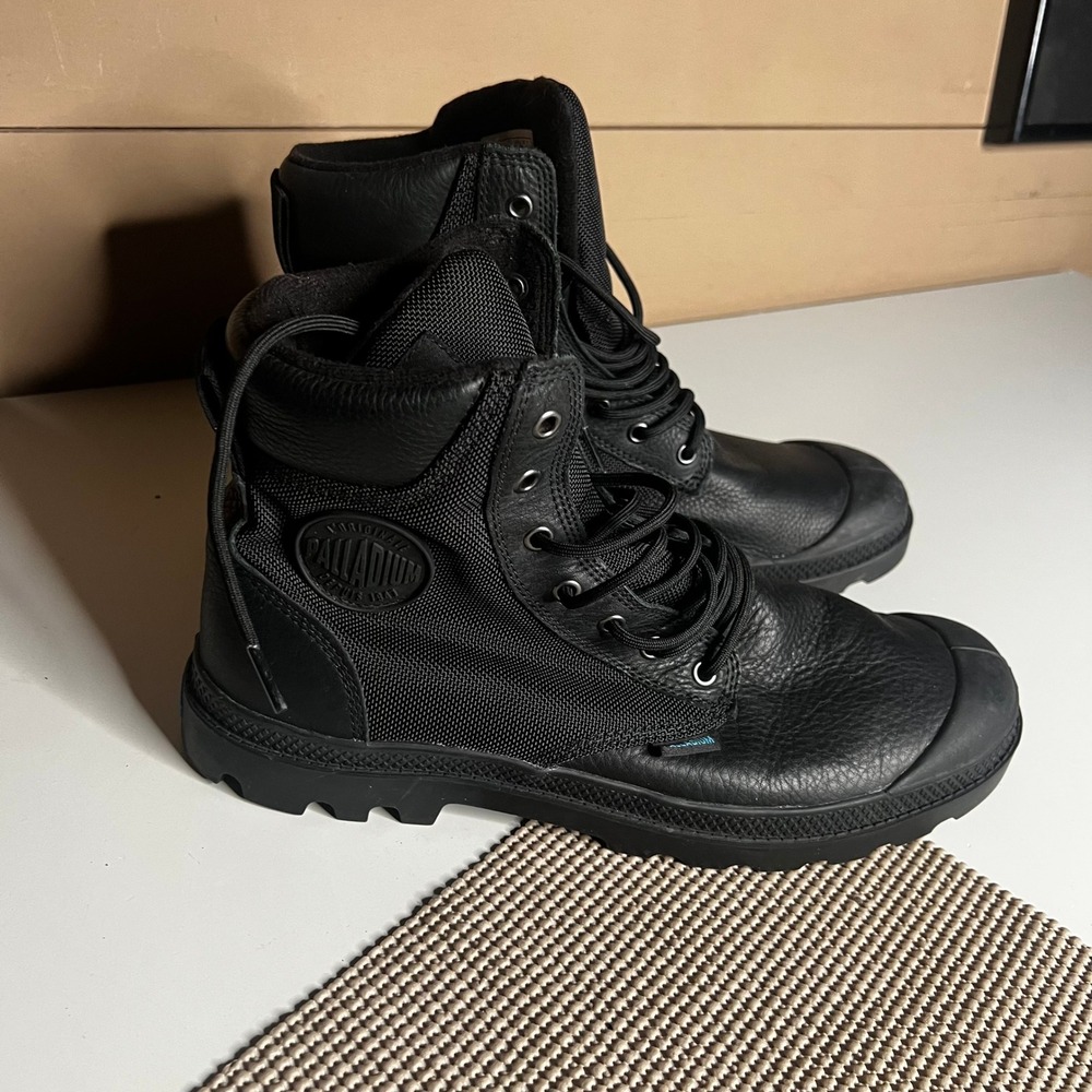 Palladium Pampa Sport Cuff WPN Black Leather Waterproof Boots Mens 11